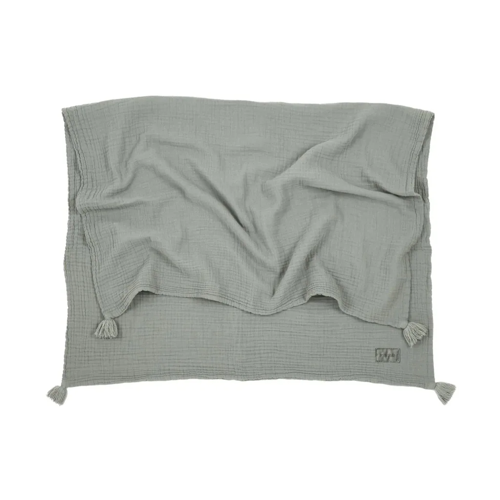 Nobodinoz WABI SABI Babydecke, Musselindecke Doppel, 65 x 100 cm, Farbe: Azurblau