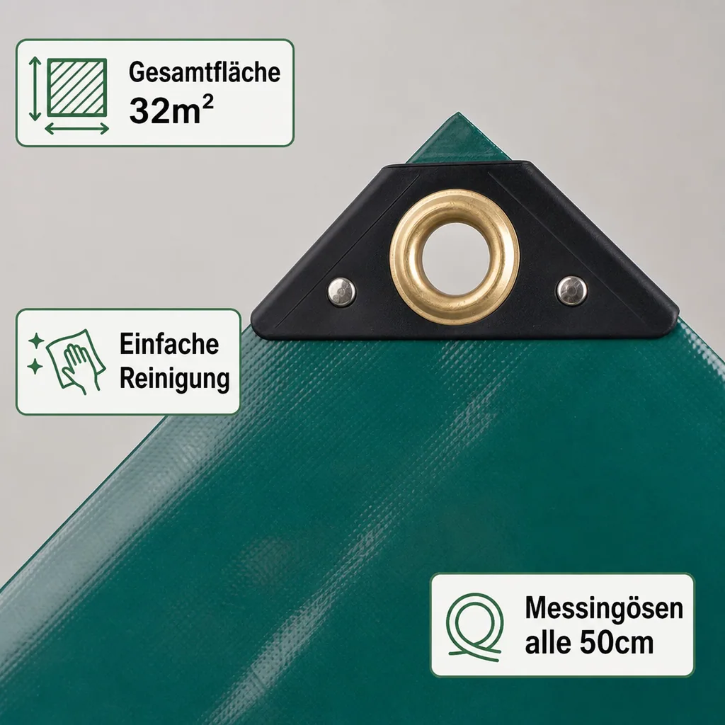 PVC Plane 650g, Abdeckplane, grün 4x8m (32m²), wasserdicht, reißfest
