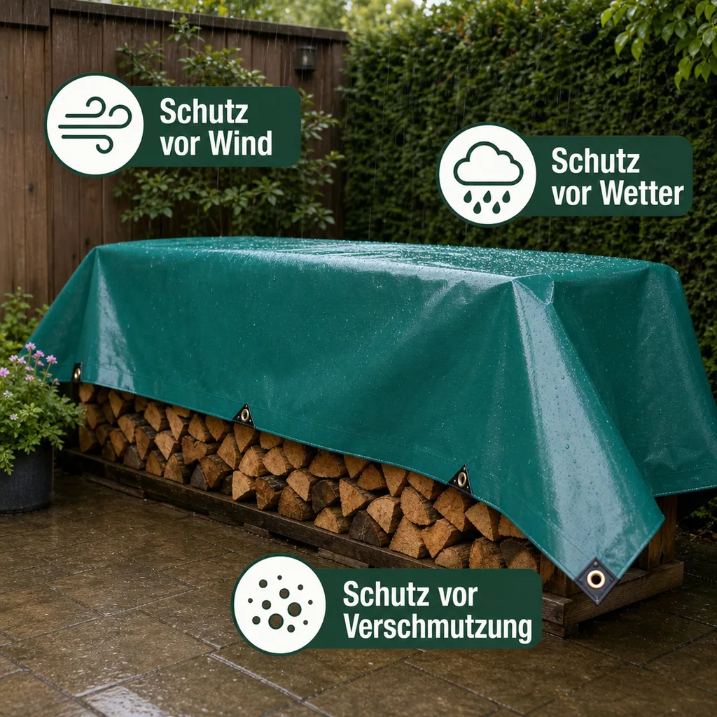 PVC Plane 650g, Abdeckplane, grün 4x8m (32m²), wasserdicht, reißfest