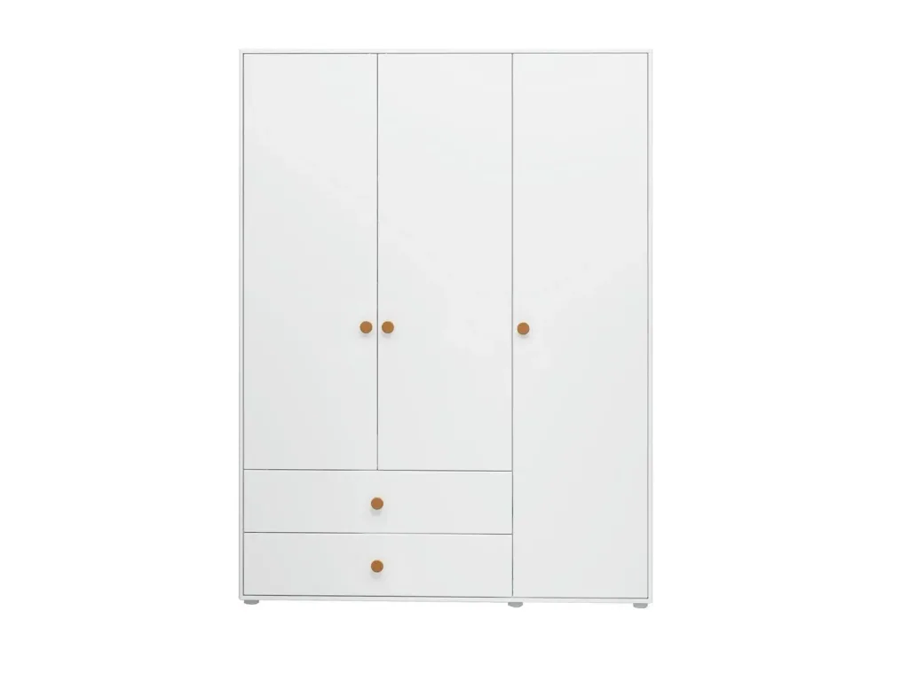 Flexa Kleiderschrank - Roomie, 3 Türen + 2 Schubladen, Farbe: Weiß/Senf