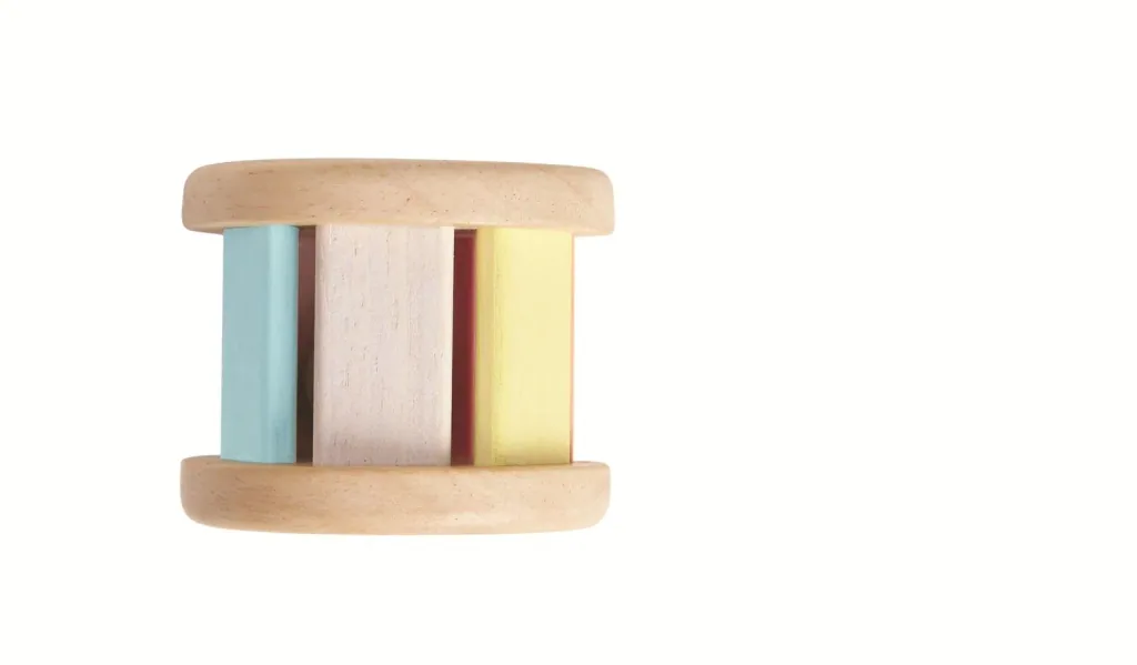 Plan Toys - Krabbelspielzeug - Walze pastell, Gummibaumholz