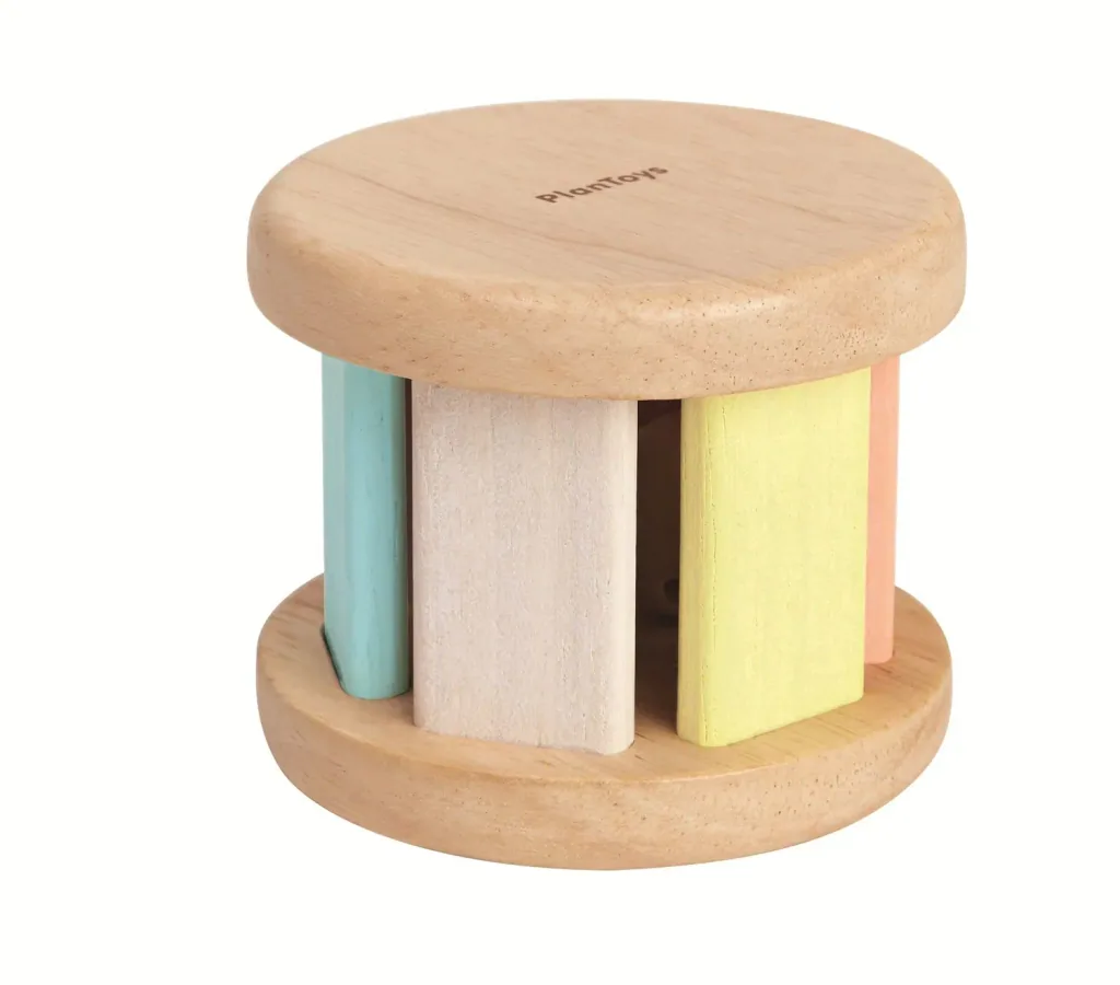 Plan Toys - Krabbelspielzeug - Walze pastell, Gummibaumholz