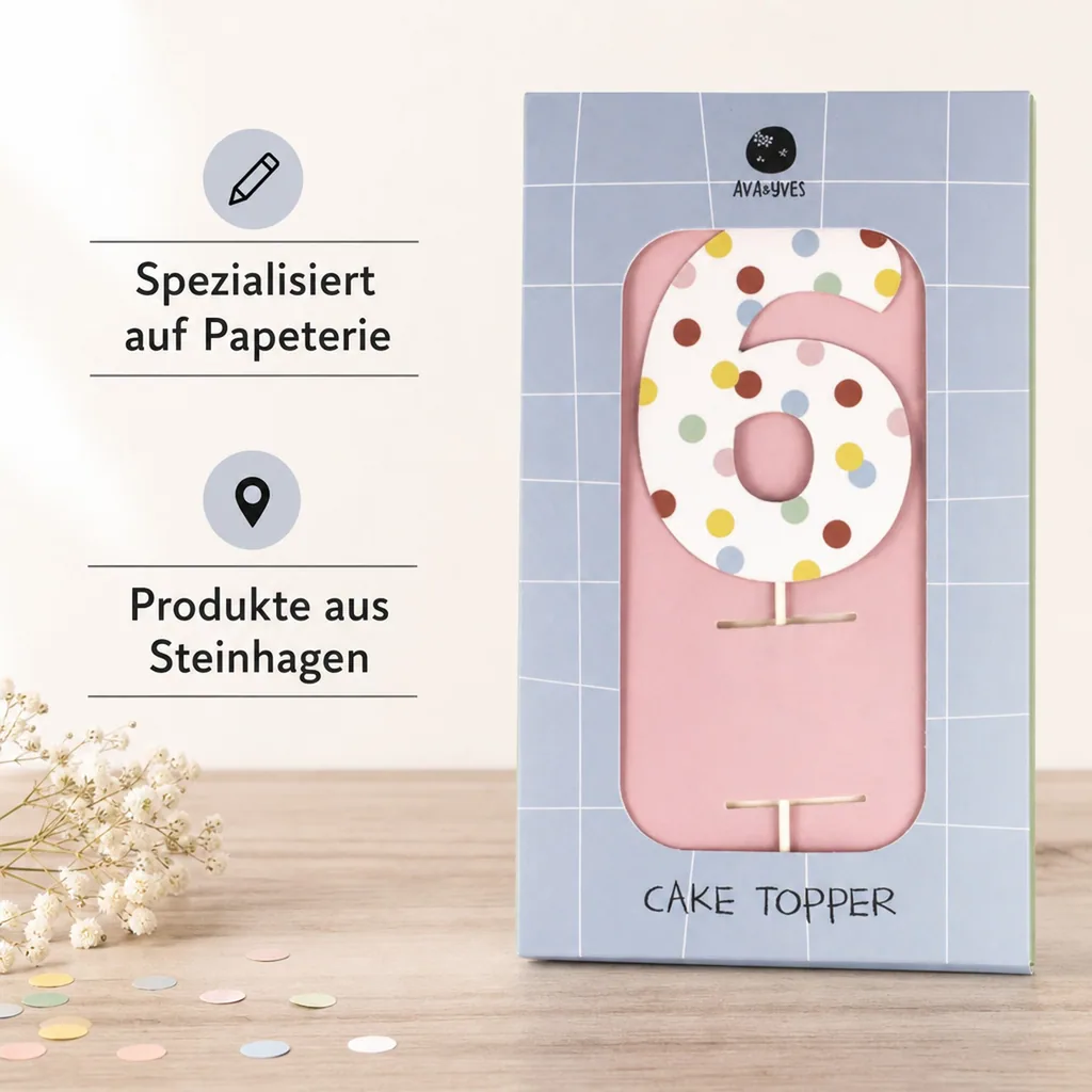 Ava & Yves Cake Topper Zahl "6"