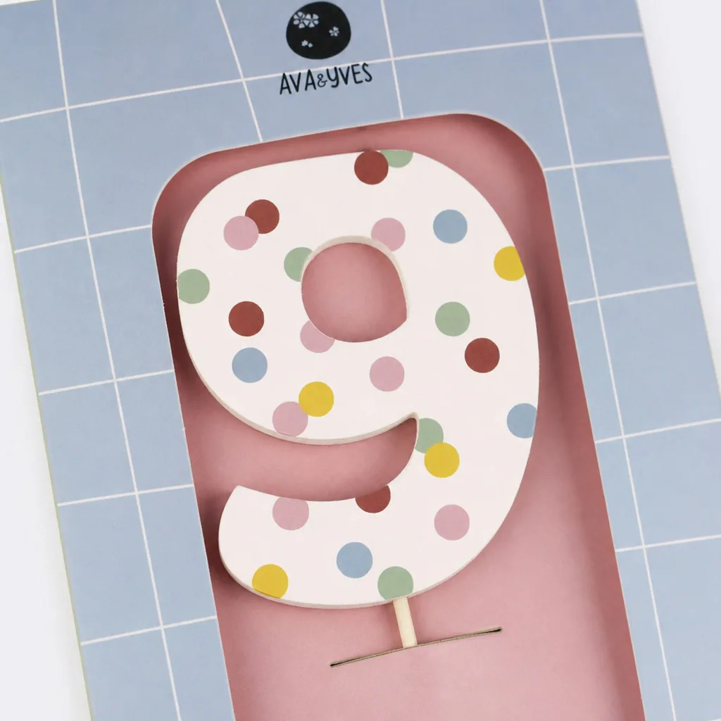 Ava & Yves Cake Topper Zahl "9"
