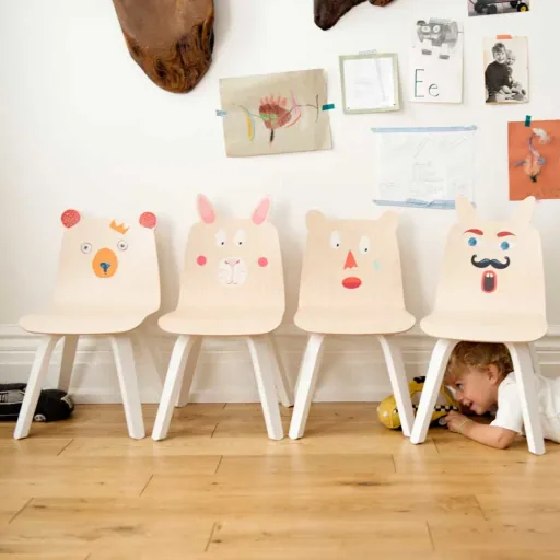 Oeuf Kinderstuhl Hase Walnuss mit weiß