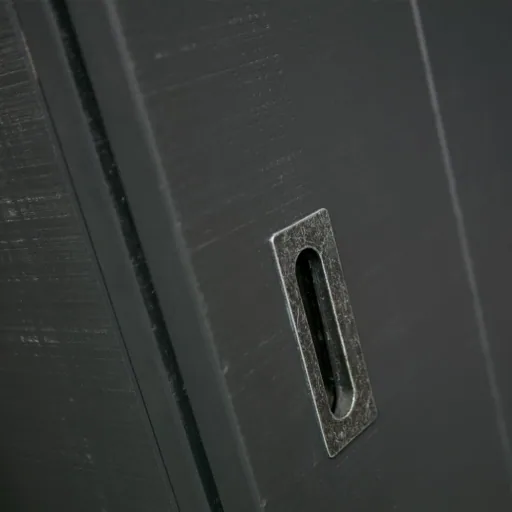 Woood Schiebetür Schrank sägerau schwarz