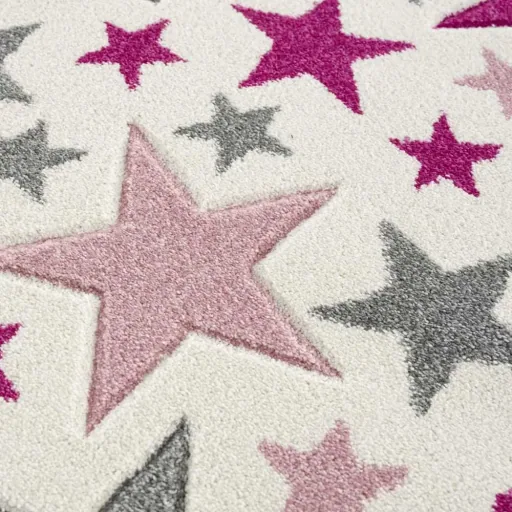 Livone Kinderteppich Stella Sterne rosa grau, Teppichgrösse: 120 x 180 cm
