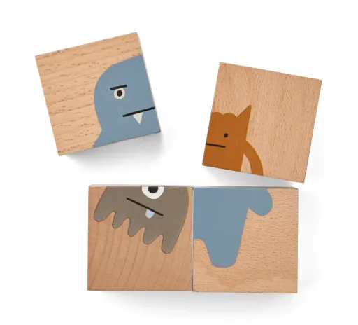 Liewood Puzzle, Holz Puzzle, Holzwürfel - Aage, Farbe: Vehicle / Nature