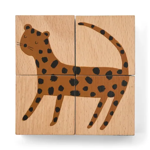 Liewood Puzzle, Holz Puzzle, Holzwürfel - Aage, Farbe: Vehicle / Nature