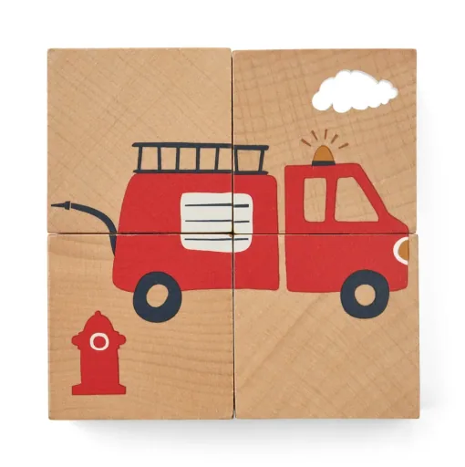 Liewood Puzzle, Holz Puzzle, Holzwürfel - Aage, Farbe: Vehicle / Nature