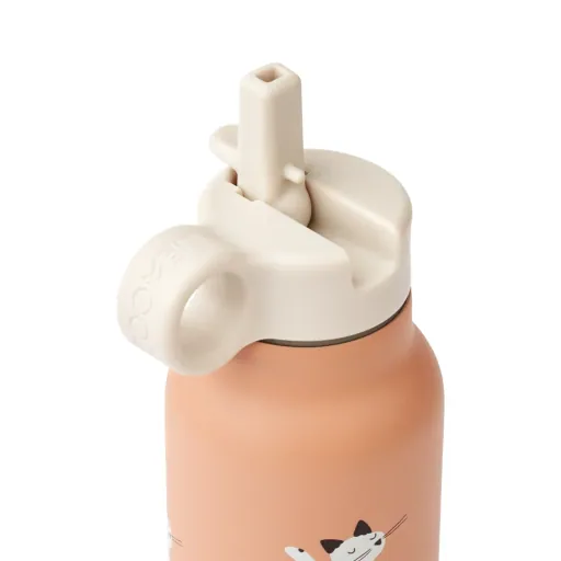 Liewood Kinder Wasserflasche, Trinkflasche Falk 350 ml - Recycelter Edelstahl, Isoliert, Auslaufsicher, Farbe: Katze / Toskana rosa