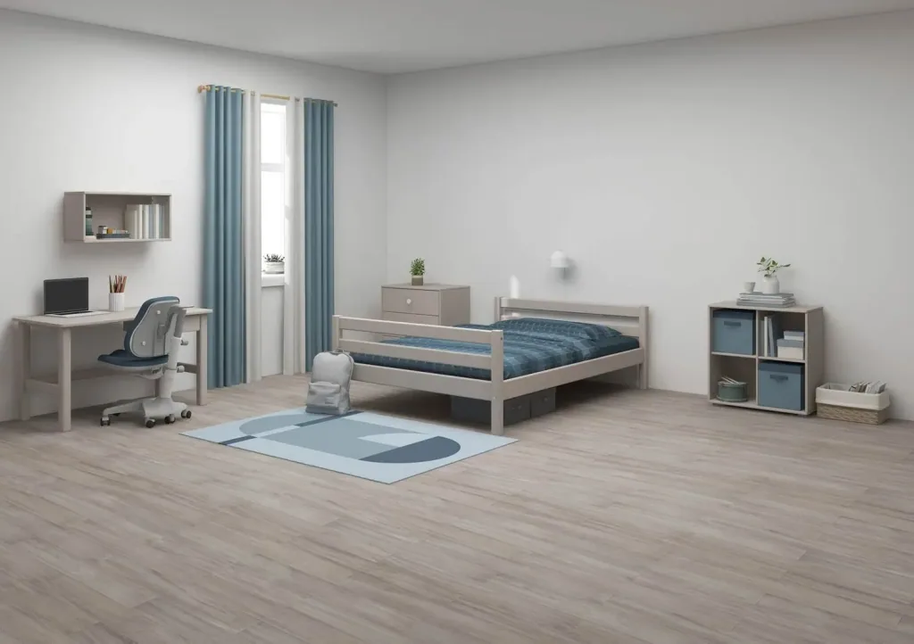 FLEXA Jugendbett, Einzelbett - Classic, Massivholz Kiefer, 140x200 cm, Farbe: Grau gewaschene Kiefer