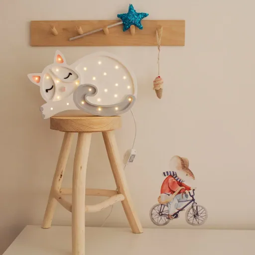 little lights Led Deko Kinderlampe Katze weiß