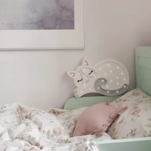 little lights Led Deko Kinderlampe Katze weiß