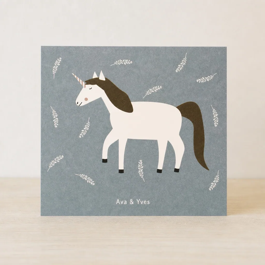 Ava & Yves Postkarte Einhorn weiss
