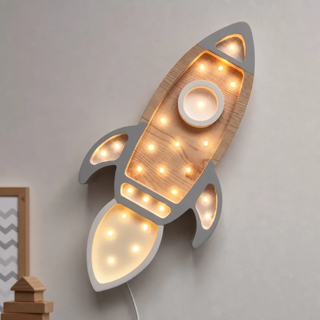 little lights Led Deko Kinderlampe Rakete grau