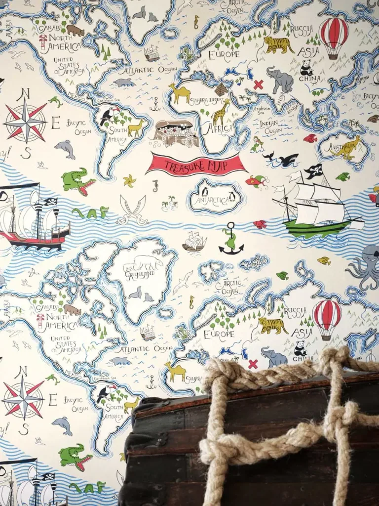 Little Sanderson Abracazoo Tapete Weltkarte blau