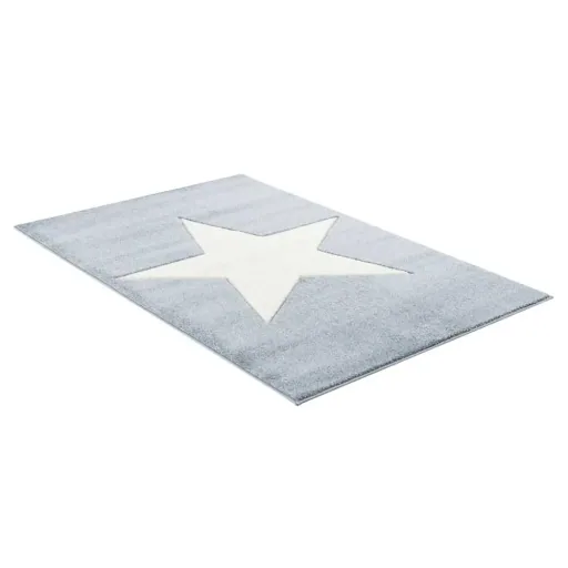 Livone Kinderteppich Stern weiss auf blau, Teppichgrösse: 120 x 180 cm