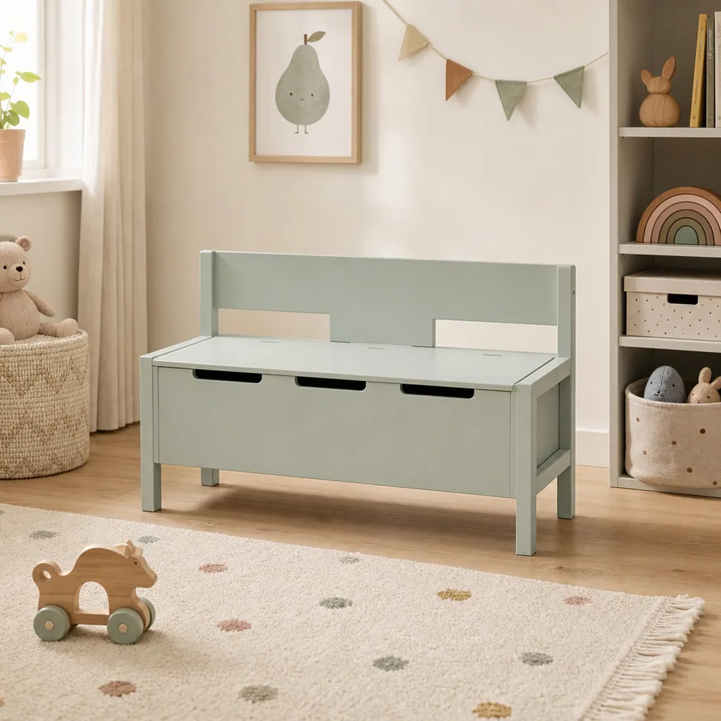 Kids Concept Kinderbank Aufbewahrung Holz hellgrün