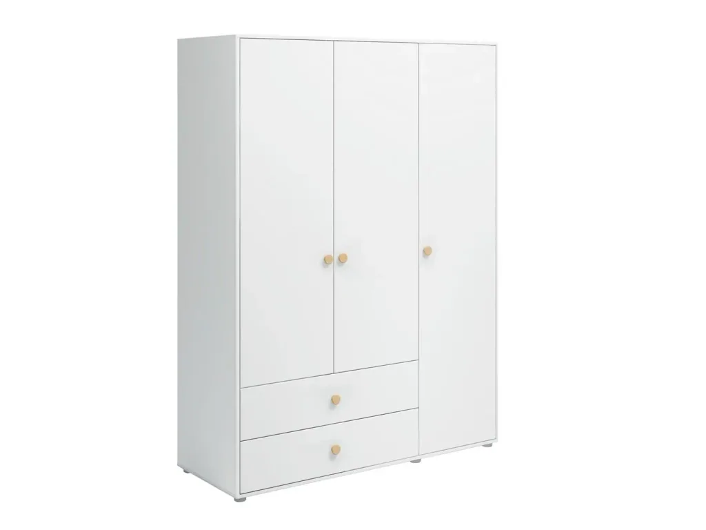 Flexa Kleiderschrank - Roomie, 3 Türen + 2 Schubladen, Farbe: Weiß/Eiche