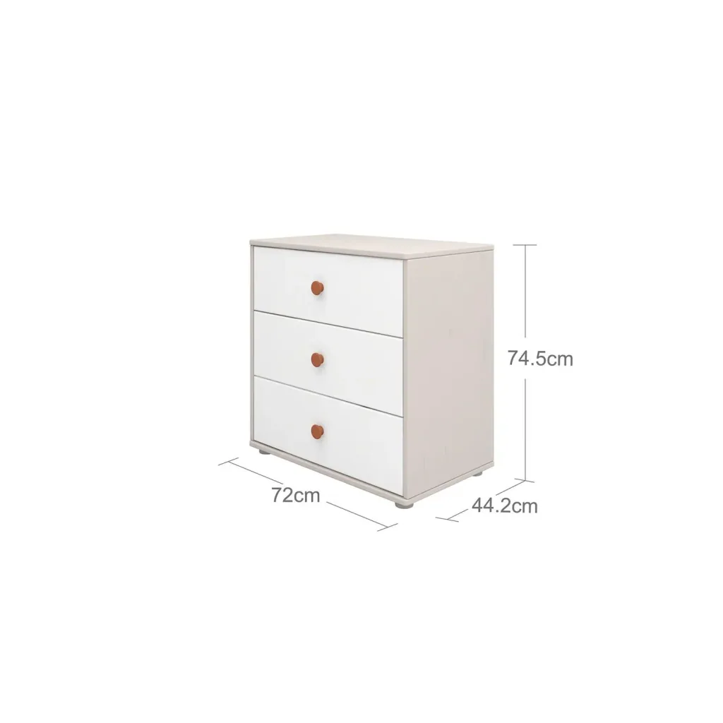 Flexa Kommode - Classic, mit 3 Schublade, 72x74,5 cm, Farbe: Grau gekalkt / Weiß / Rouge