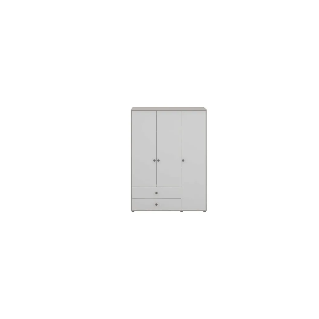 Flexa Kleiderschrank - Classic, 150x202,5 cm, Farbe: Grau gekalkt / Weiß / Türkis