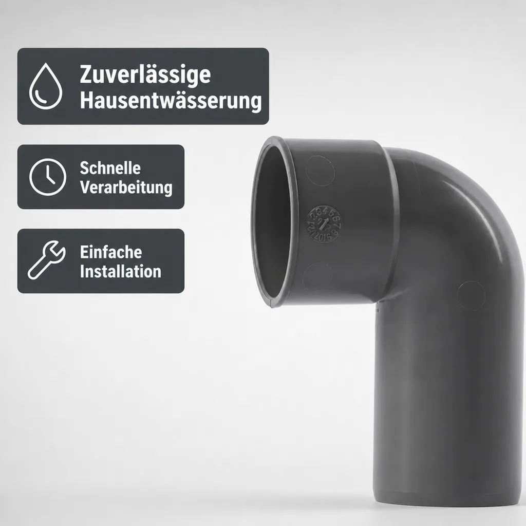 HT Rohr 40, Siphonanschlusswinkel DN/OD 40/30, Abwasserrohr, Metall Kunststoff