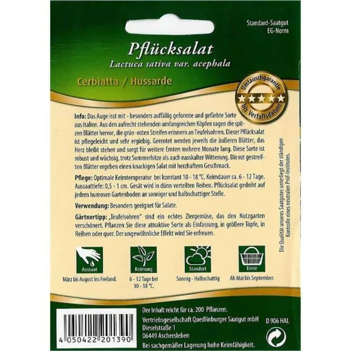Pflücksalat Hussarde, Salatsamen, Salat anbauen