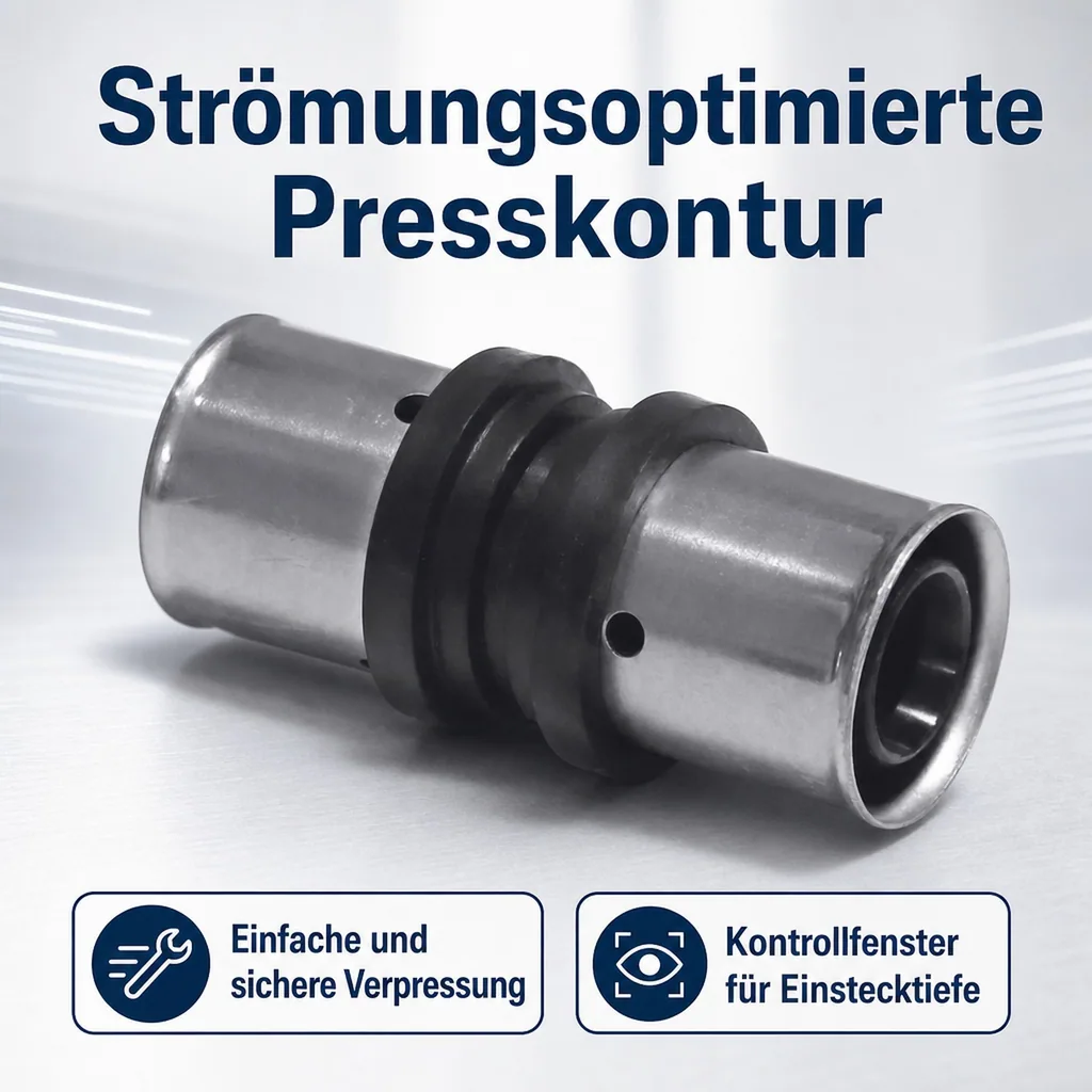 PPSU Pressfitting Kupplung, 32mm, Wasserleitung