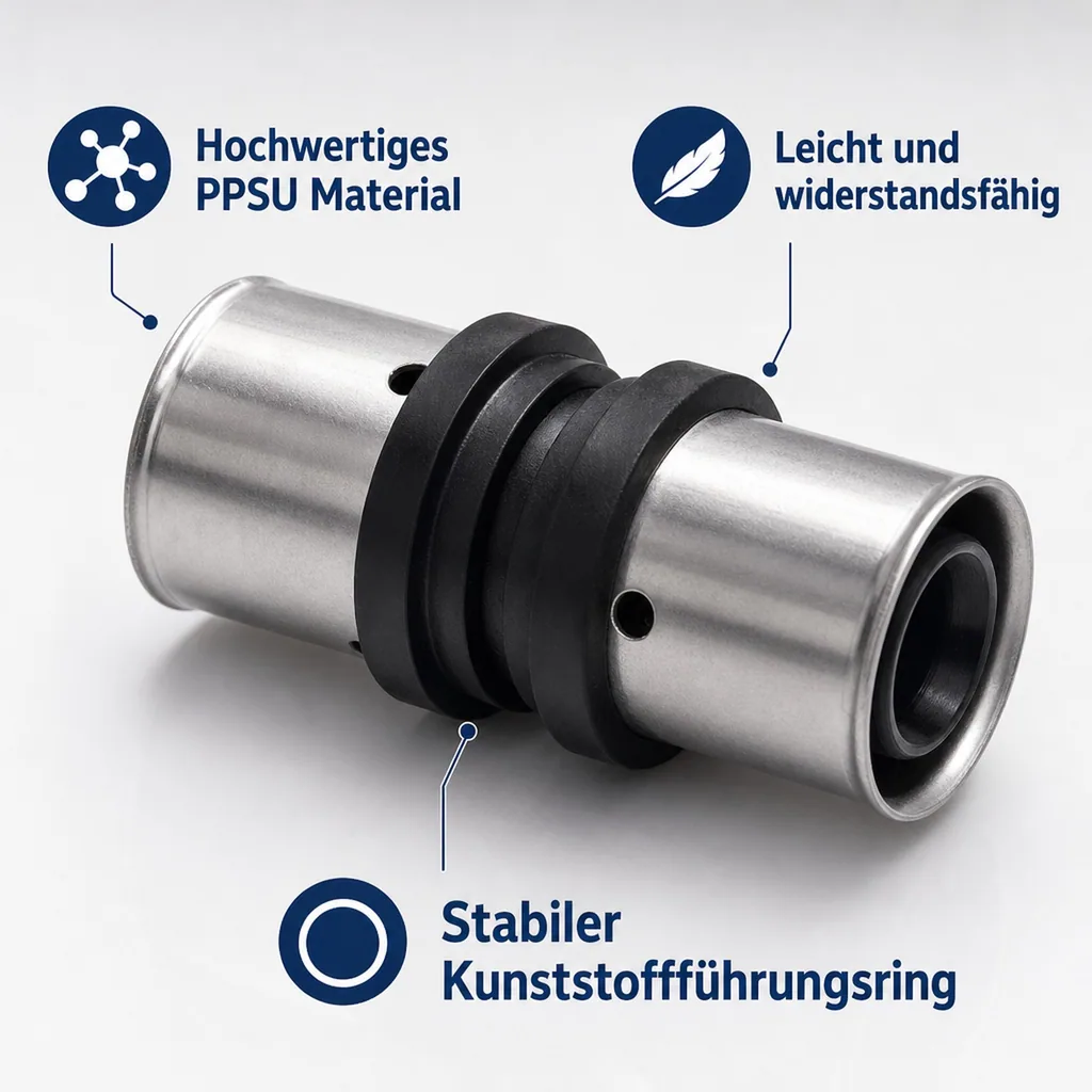 PPSU Pressfitting Kupplung, 32mm, Wasserleitung
