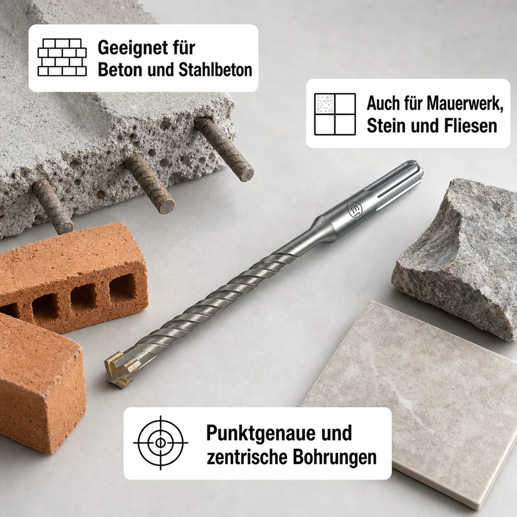 SDS Max Bohrer, Hammerbohrer, 35mm, 4-Schneider, 370mm Länge, Betonbohrer
