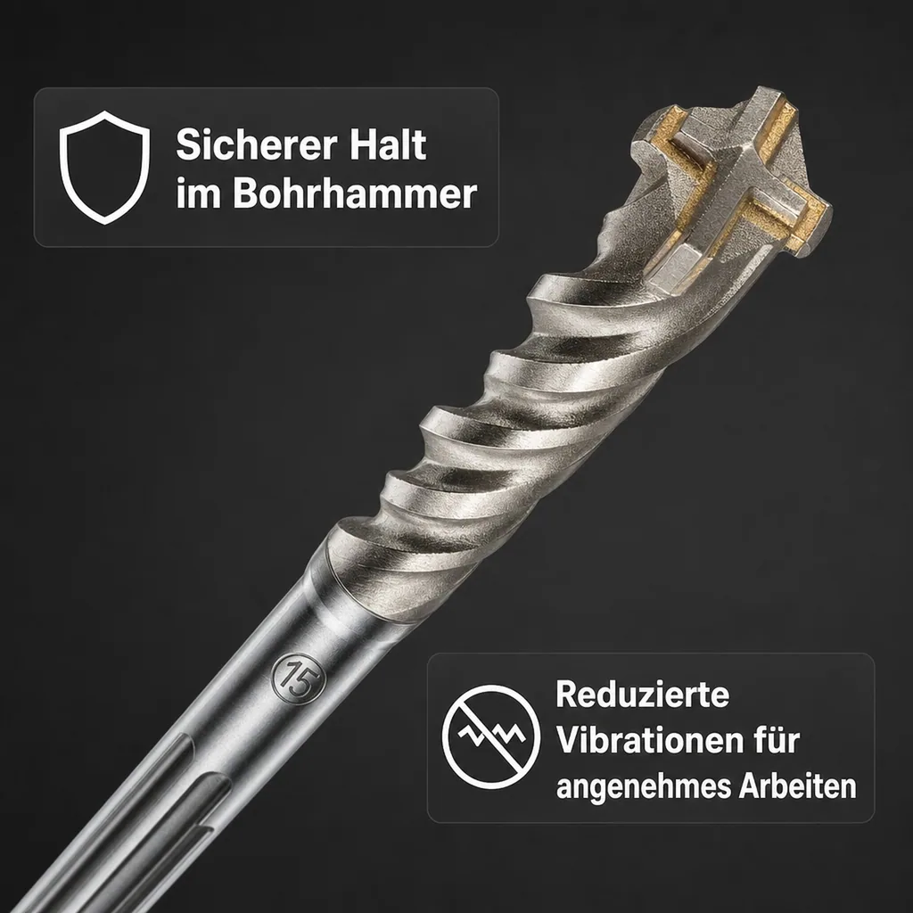 SDS Max Bohrer, Hammerbohrer, 35mm, 4-Schneider, 370mm Länge, Betonbohrer