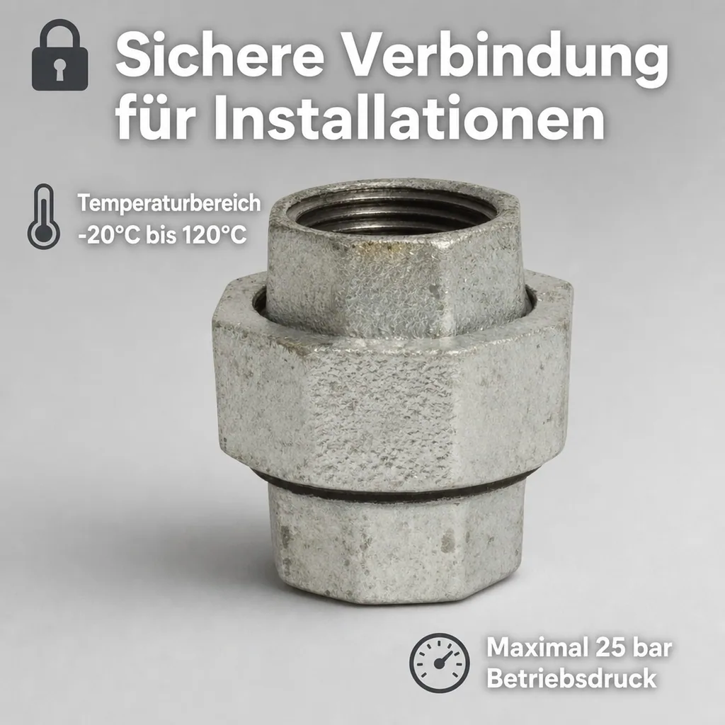 Gewindefitting Temperguss Verschraubung, Konische Verschraubung Temperguss 1 Zoll