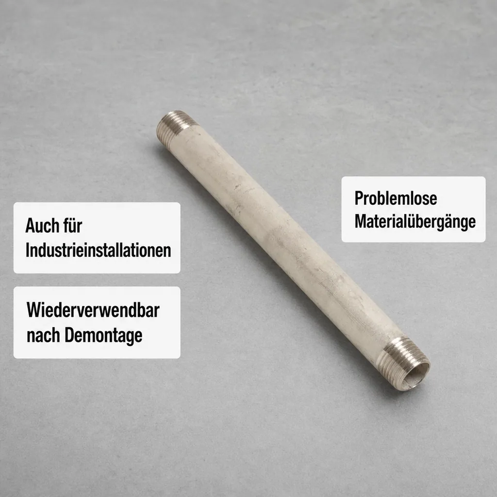 Edelstahl Rohrnippel, Gewindefitting Edelstahl, 1 Zoll, 60mm