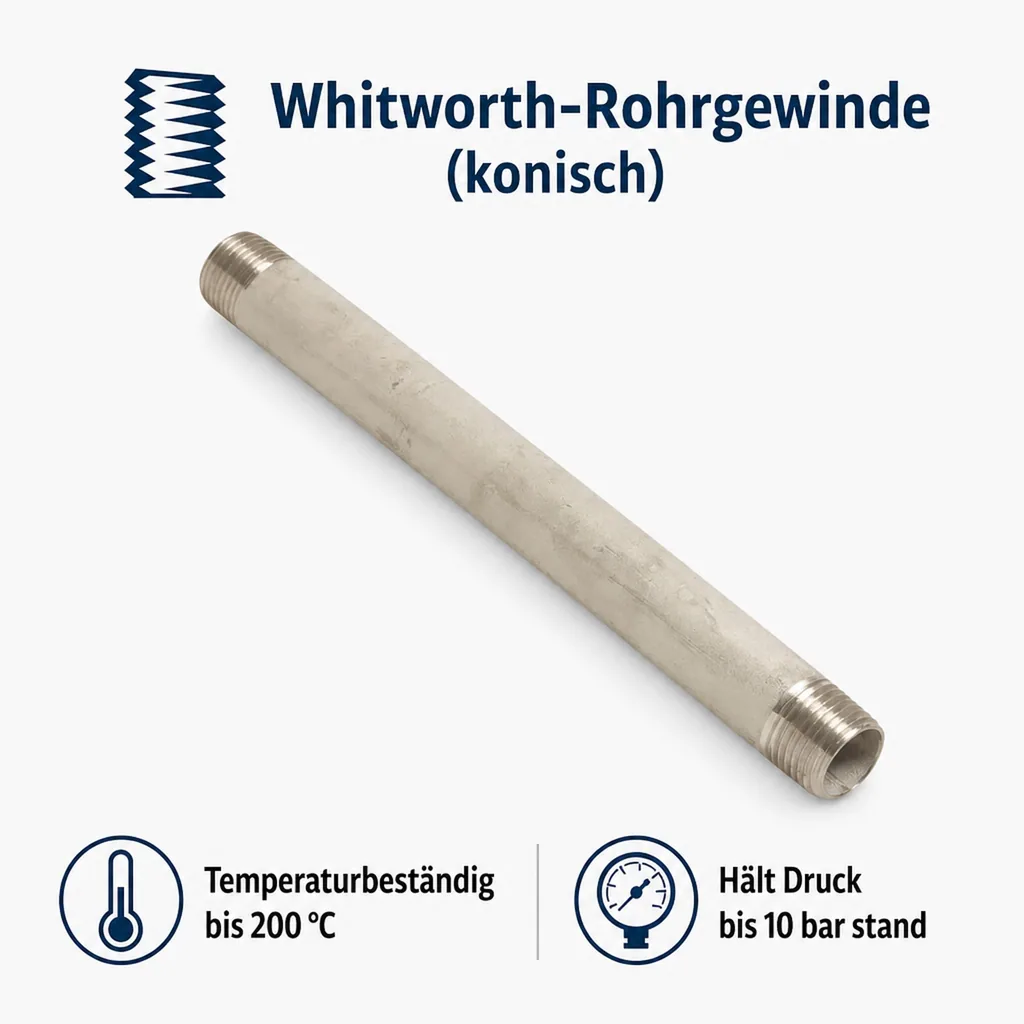 Edelstahl Rohrnippel, Gewindefitting Edelstahl, 1 Zoll, 60mm