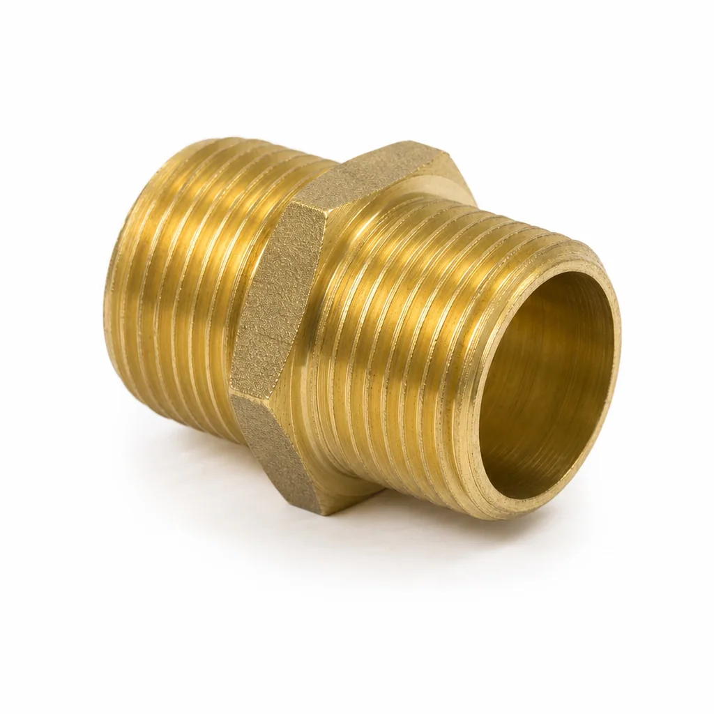 Messing Fitting, Doppelnippel 3/8" AG