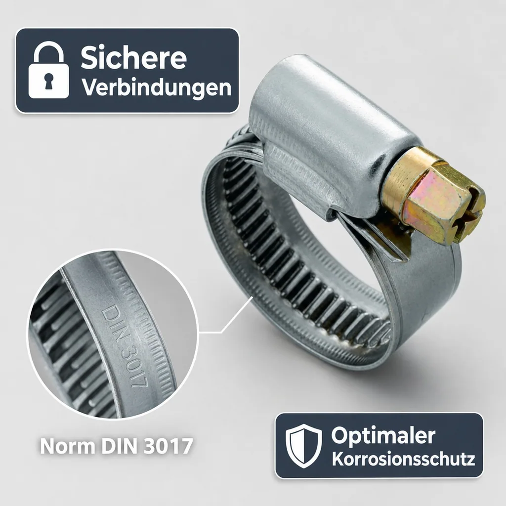 Schlauchschellen, Edelstahl W4, 12 mm Bandbreite, 25-40 mm, DIN 3017