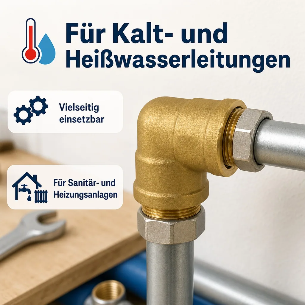 Messing Winkel 90 Grad, Gewindefitting Messing, 3/4" IG x 1" IG