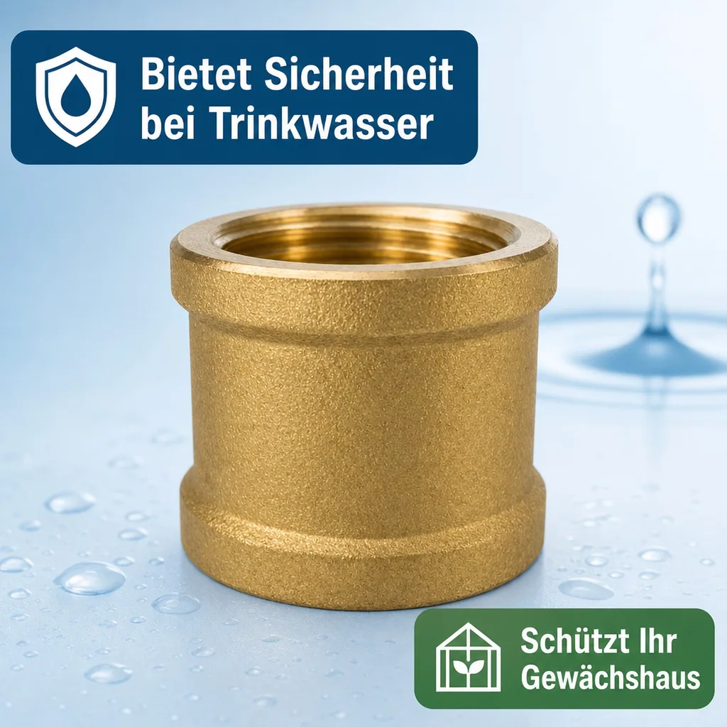 Messing Muffe, Gewindefitting 3/4 Zoll, Trinkwasser