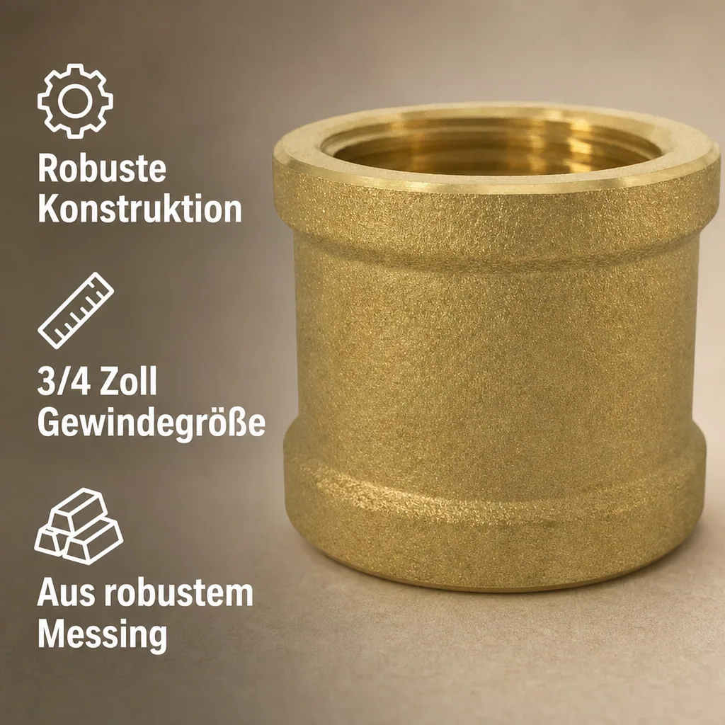 Messing Muffe, Gewindefitting 3/4 Zoll, Trinkwasser