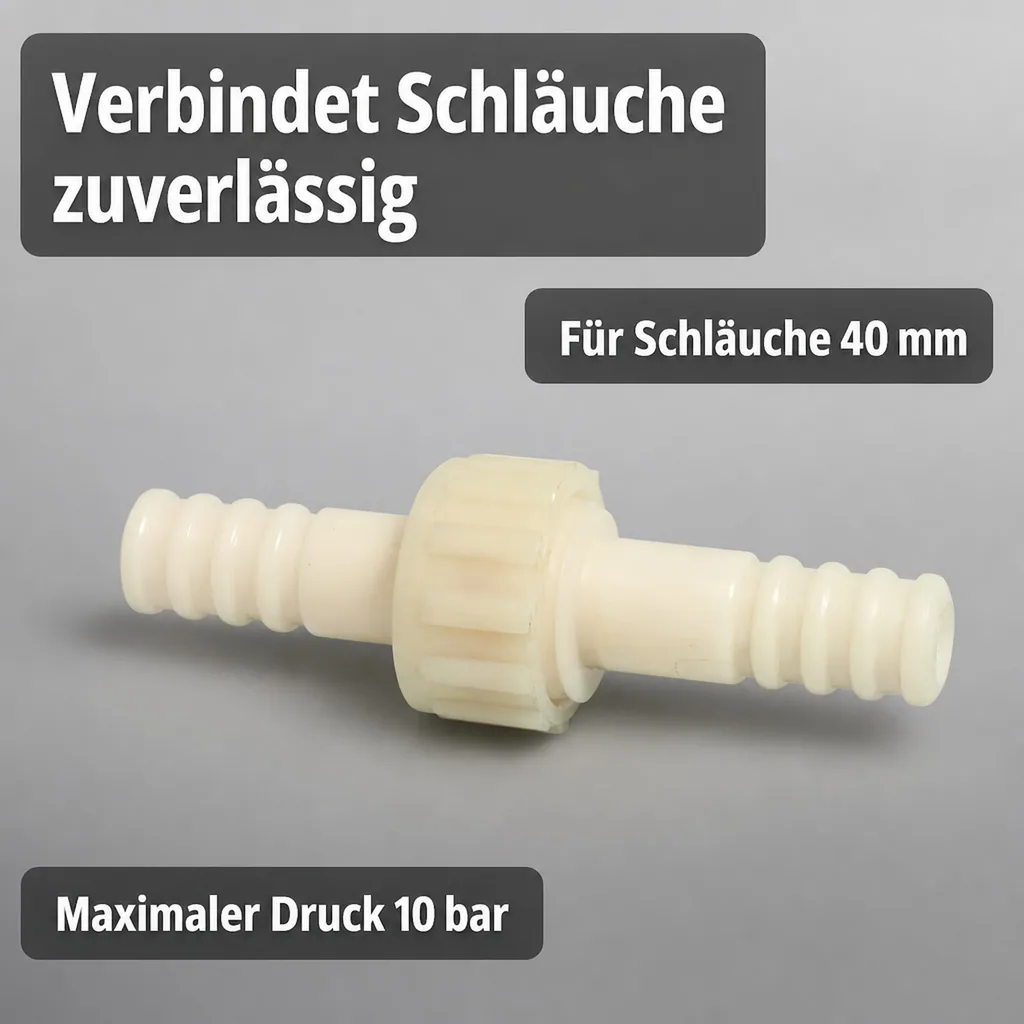 Schlauchverbinder Kunststoff 3/3 Kupplung Tülle 40 mm