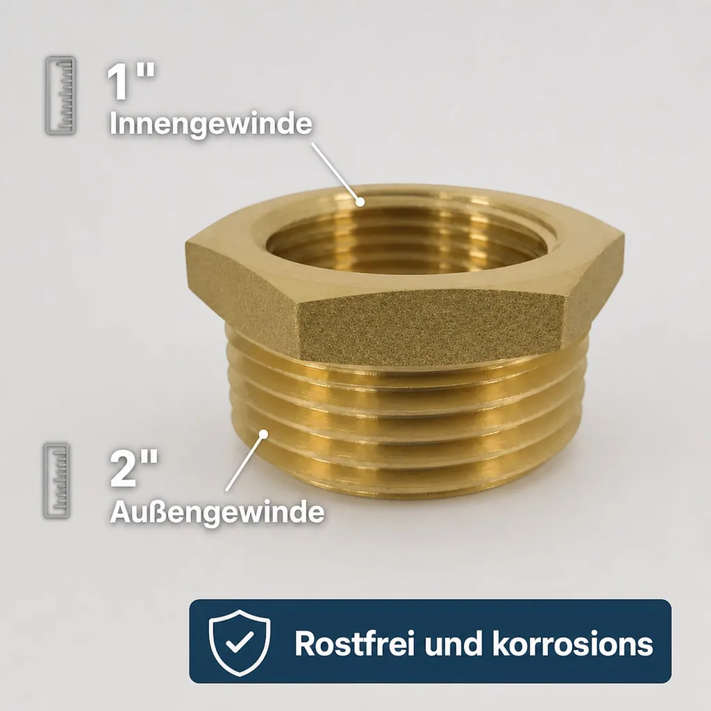 Gewindefitting Messing Reduzierstück 2" AG x 1" IG
