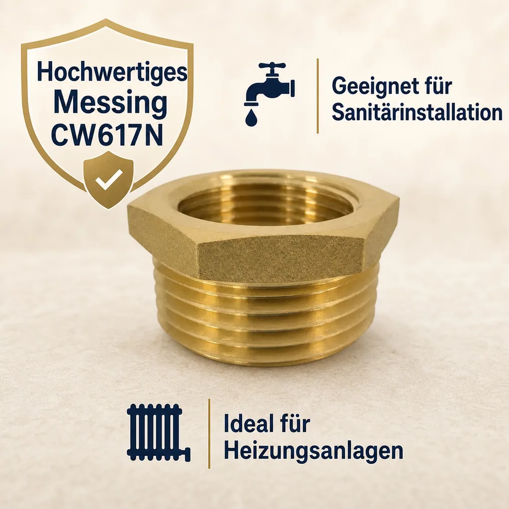 Gewindefitting Messing Reduzierstück 2" AG x 1" IG