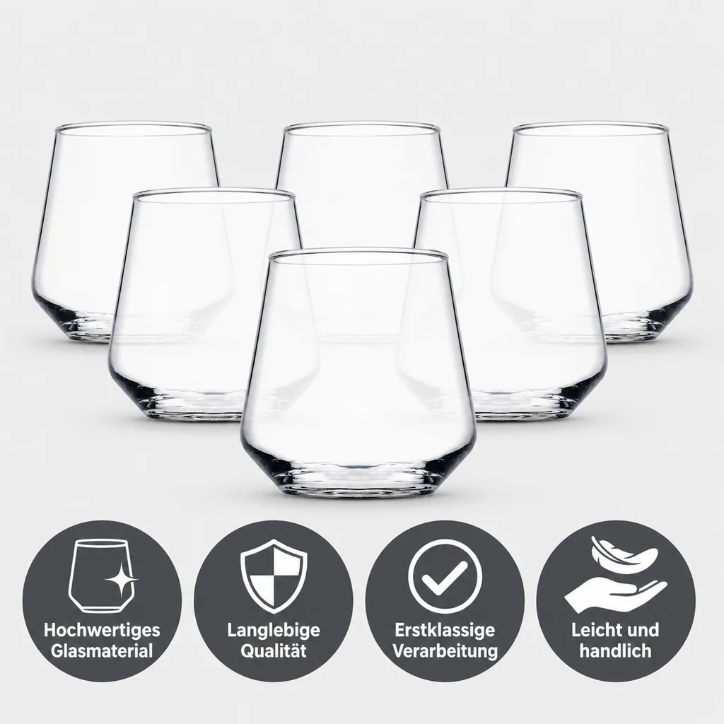 Whiskygläser, Whiskybecher - 6er Set - Allegra, 345ml