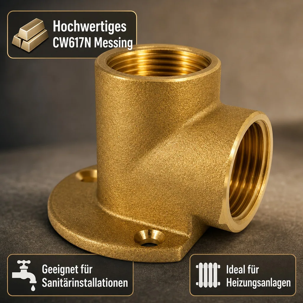 Messingfitting, Wandscheibe, Gewindefitting, 3/4" IG x 3/4" IG