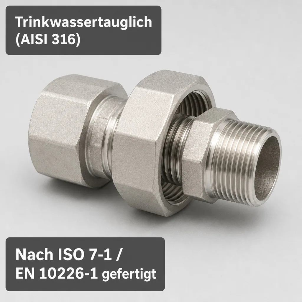 Gewindefitting Edelstahl Verschraubung 3/4" IG x 3/4" AG Typ konisch