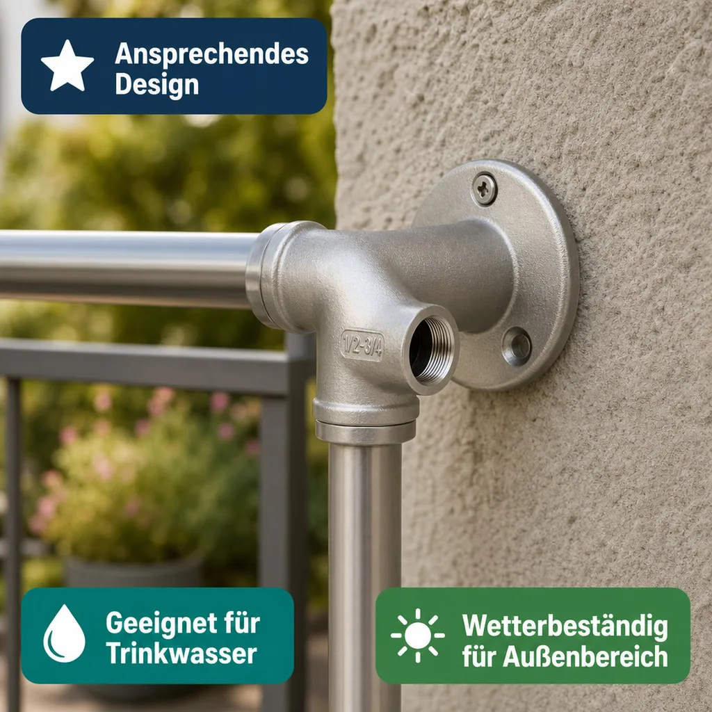 Edelstahlfitting, Gewindefitting Edelstahl, Wandwinkel 3/4 Zoll, V2A Winkel