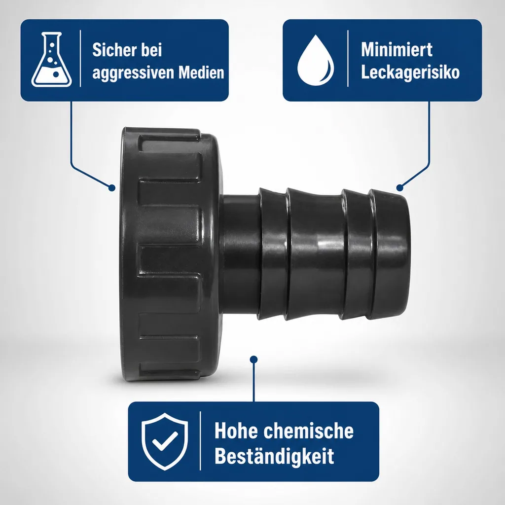 Schlauchtülle mit Überwurfmutter, PVC Schlauchtülle 3/4 Zoll, 20 mm