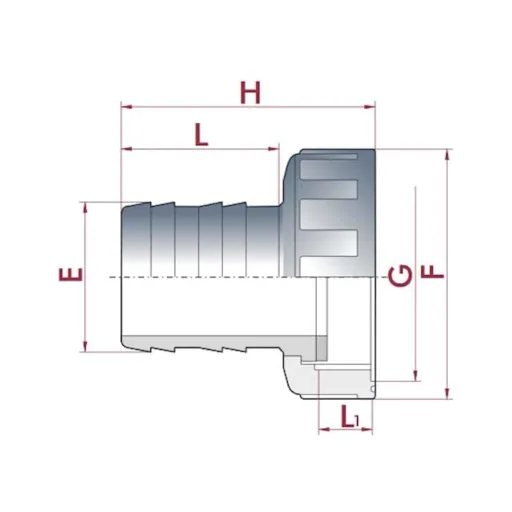 Schlauchtülle 2 Zoll, PVC Schlauchtülle, mit Überwurfmutter, 50mm