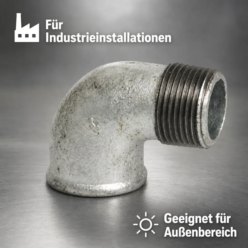 Gewindefitting Temperguss Winkel 90° 1 1/4 Zoll